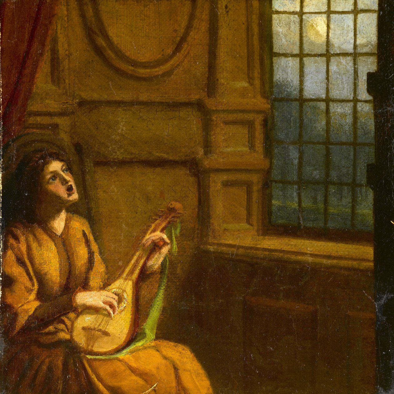 窗边弹琴的少女，约 1920 年（纸面水彩画） 作者 诺埃尔·鲁克