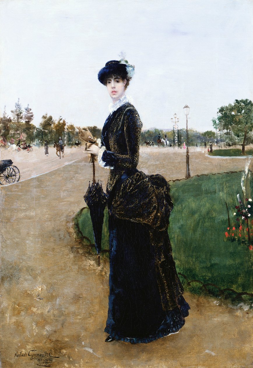 1880年，布洛涅瓦（Bois de Boulogne）的一位优雅女士 作者 诺伯特·古纳特