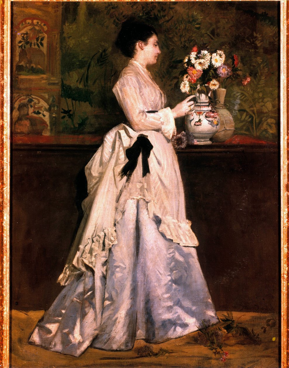 花束中的女人 诺贝尔-戈内特（1854-1894）的画作。19世纪。私人收藏 作者 诺伯特·古纳特