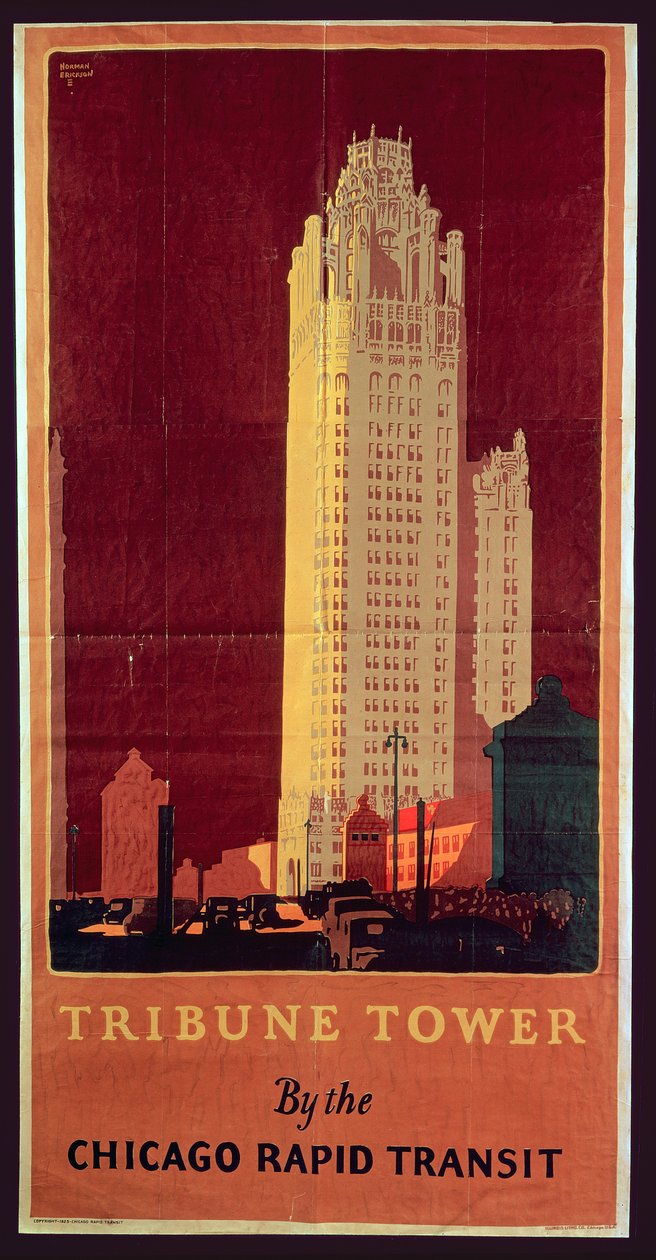 Tribune Tower，由美国芝加哥捷运公司出版，1925年 作者 诺曼·埃里克森