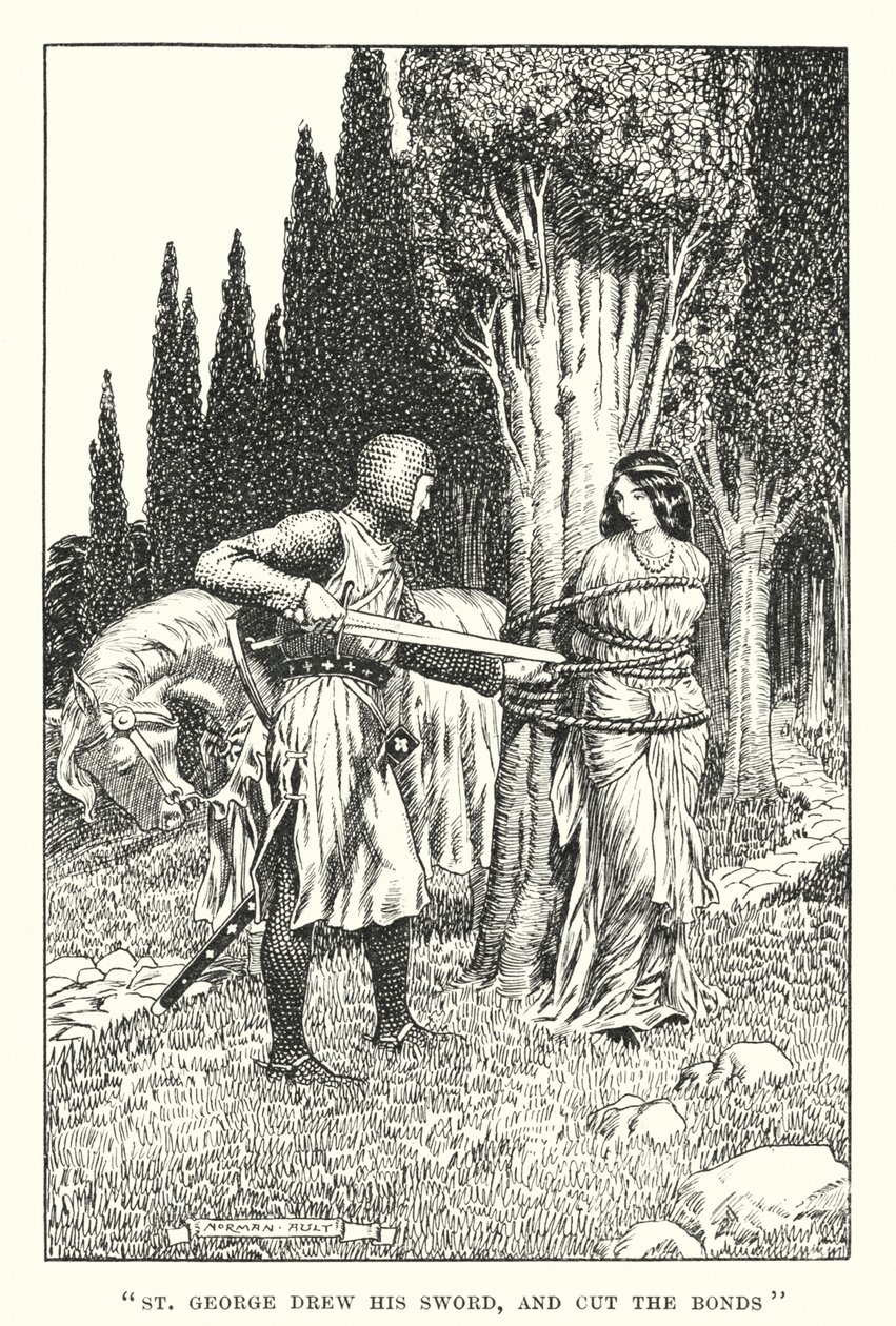 "圣乔治拔剑斩断羁绊"（石版画） 作者 诺曼·奥尔特