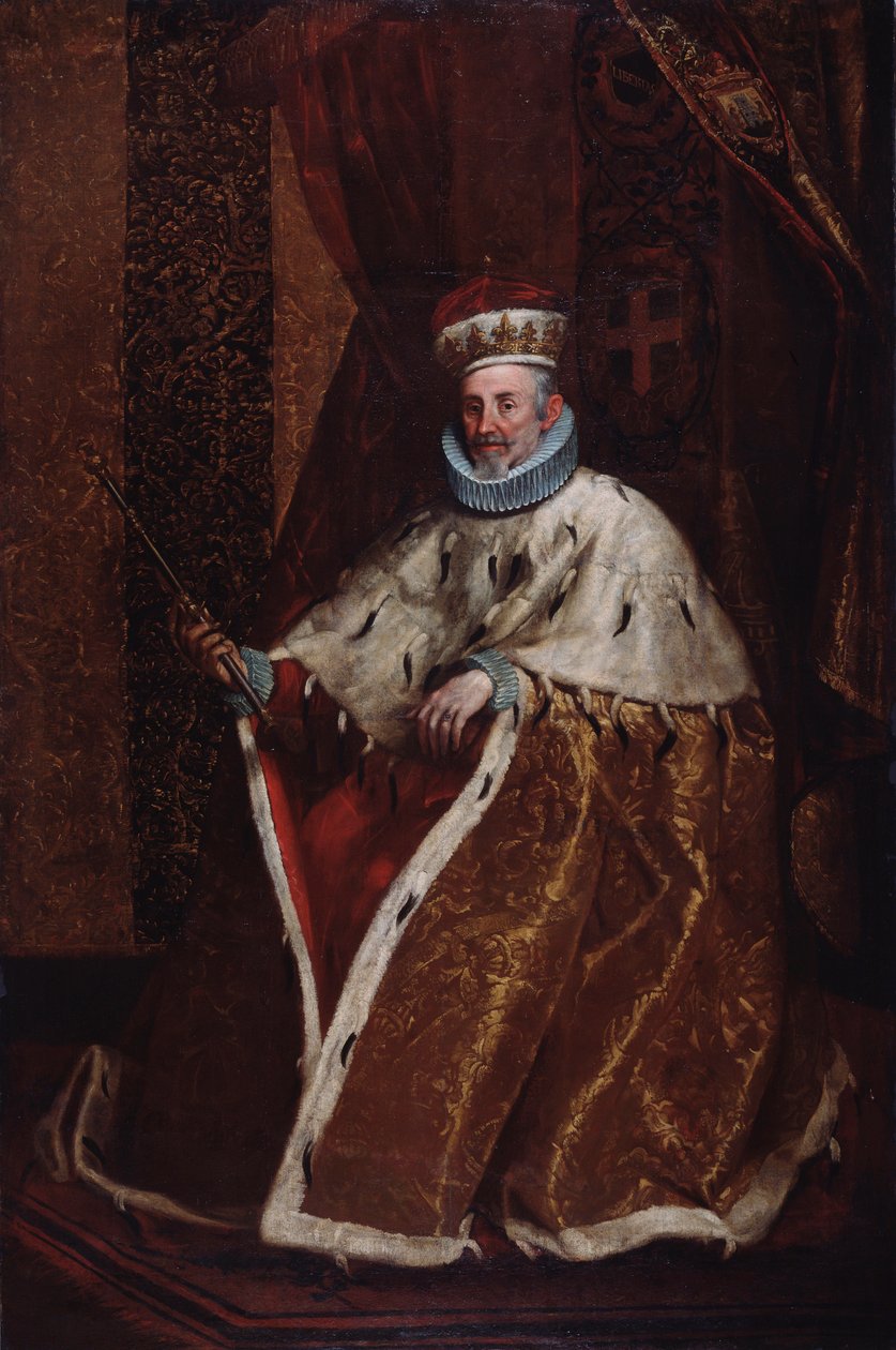 热那亚总督莱昂纳多·德拉·托雷 (Leonardo della Torre) 的肖像（布面油画 作者 北意大利学校