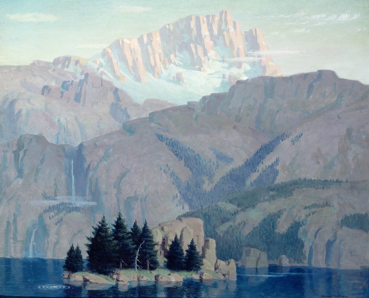 Foretelling the Sun, c.1920 (oil on board) 作者 诺伍德·麦吉尔维
