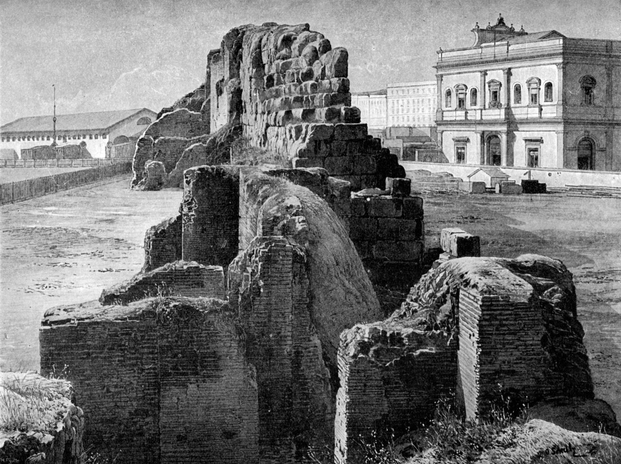 罗马火车站附近的塞维利亚墙遗迹，1902年 作者 欧舒尔茨