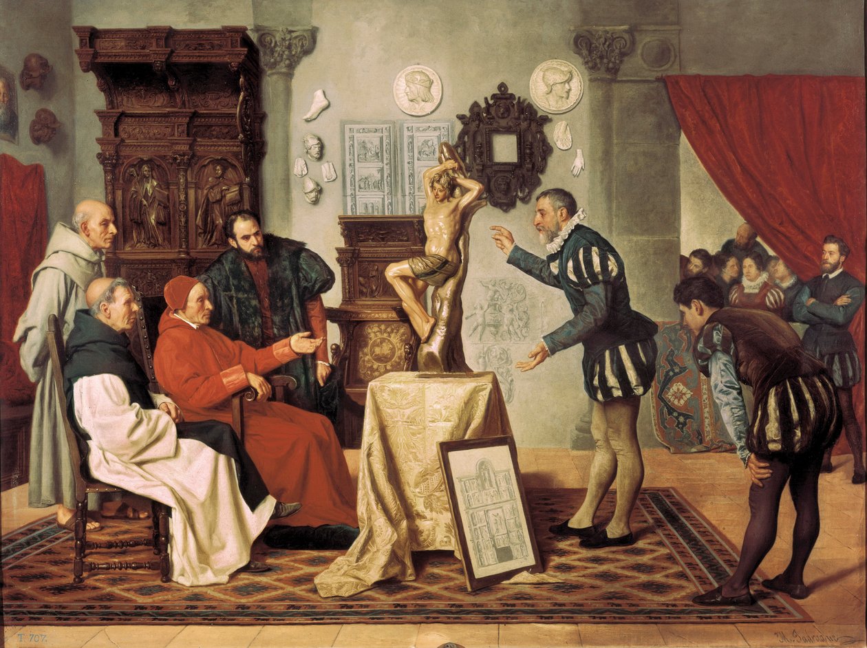 画家阿隆索·贝鲁盖特（Alonso Berruguete，1480-1561）拜访红衣主教胡安·帕尔多·德·塔韦拉（Juan Pardo de Tavera，1472-1545）（绘画） 作者 奥卡诺·桑切斯·米格尔·贾德拉克
