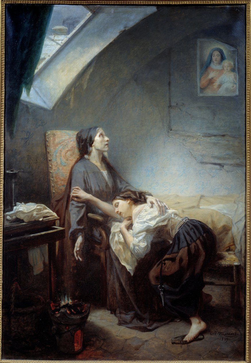 不幸的家庭。 Octave Tassaert (1800-1874) 1849 年作画。 1,15x0,76 m 巴黎，奥赛博物馆 作者 八度塔萨特