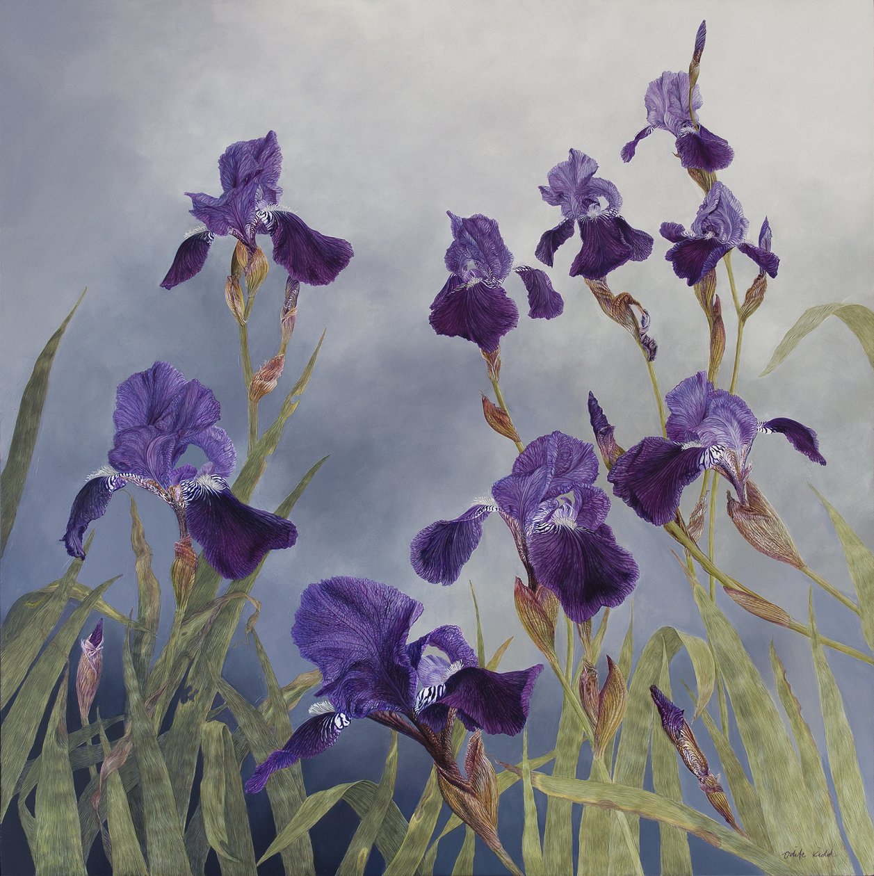 杂色鸢尾花，2015（石膏木板上的丙烯颜料） 作者 奥迪尔·基德