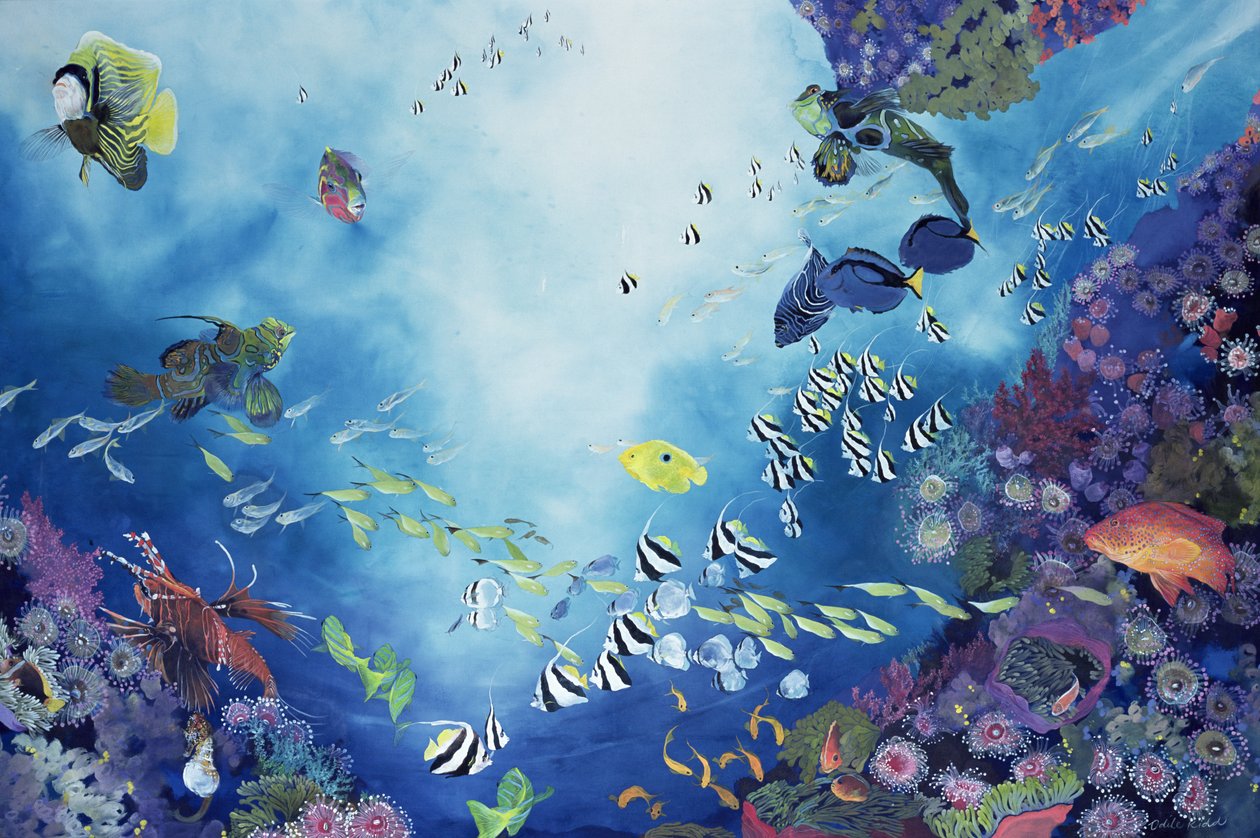海底世界 III》，2002 年（斜纹布上的丙烯颜料） 作者 奥迪尔·基德