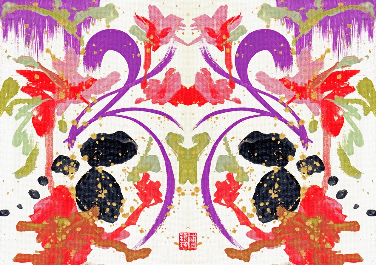 禅橙紫花 1, 2021（布面丙烯，数字） 作者 傅维仪