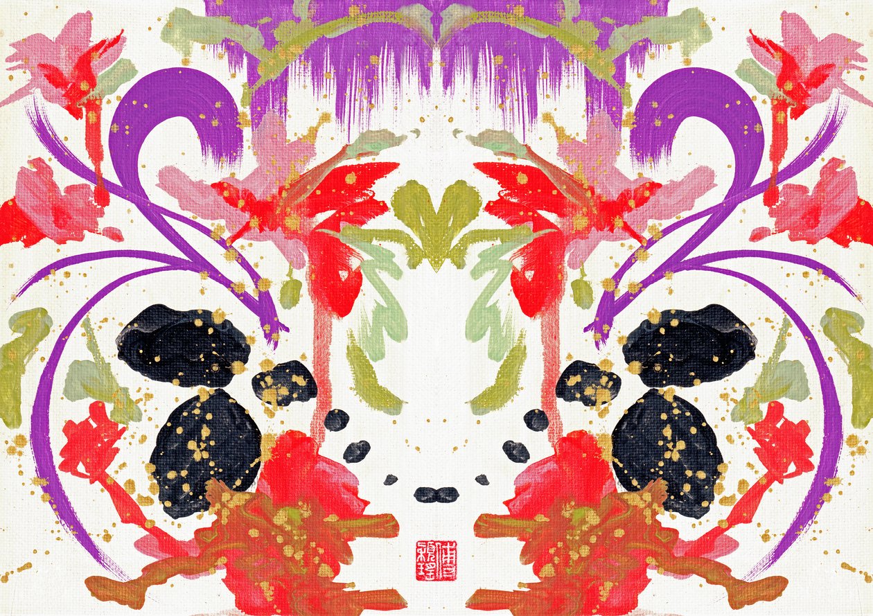 禅橙紫花 2，2021 年（布面丙烯，数码） 作者 傅维仪