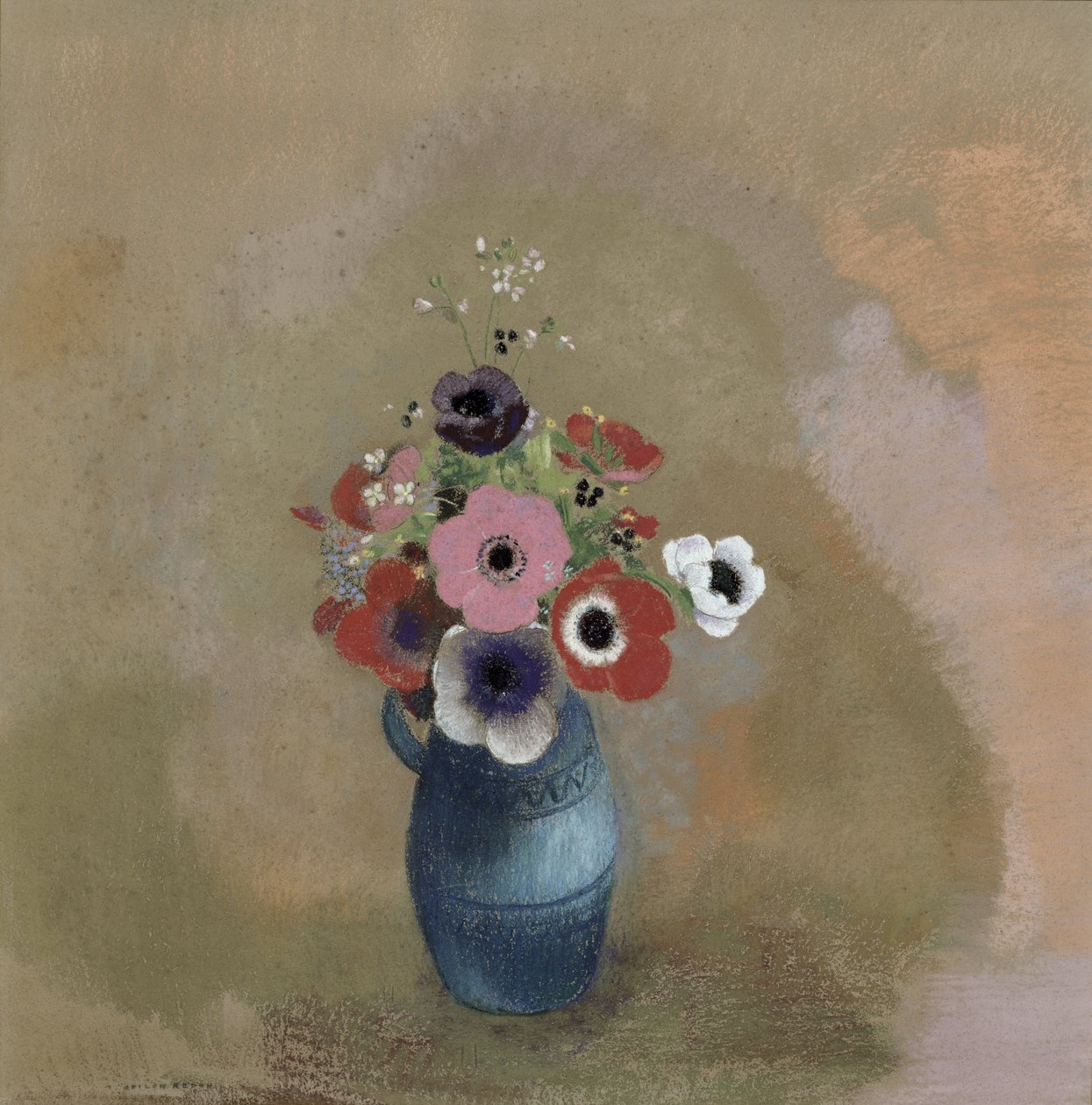 海葵的花束（粉彩） 作者 奥迪隆·雷顿（Odilon Redon）