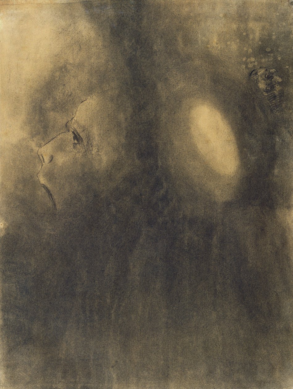 迷魂药，c.1885（浅黄色纸上的木炭） 作者 奥迪隆·雷顿（Odilon Redon）