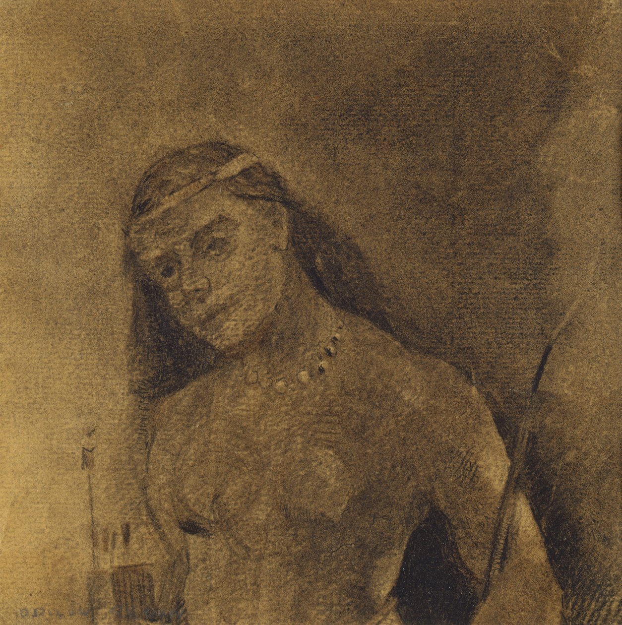 Femme Sauvage（Wild Woman），c.1885-90（纸上的木炭） 作者 奥迪隆·雷顿（Odilon Redon）