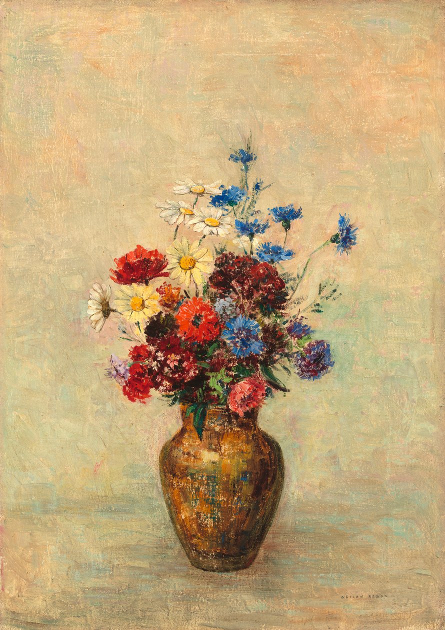 花瓶中的花，c.1910 作者 奥迪隆·雷顿（Odilon Redon）