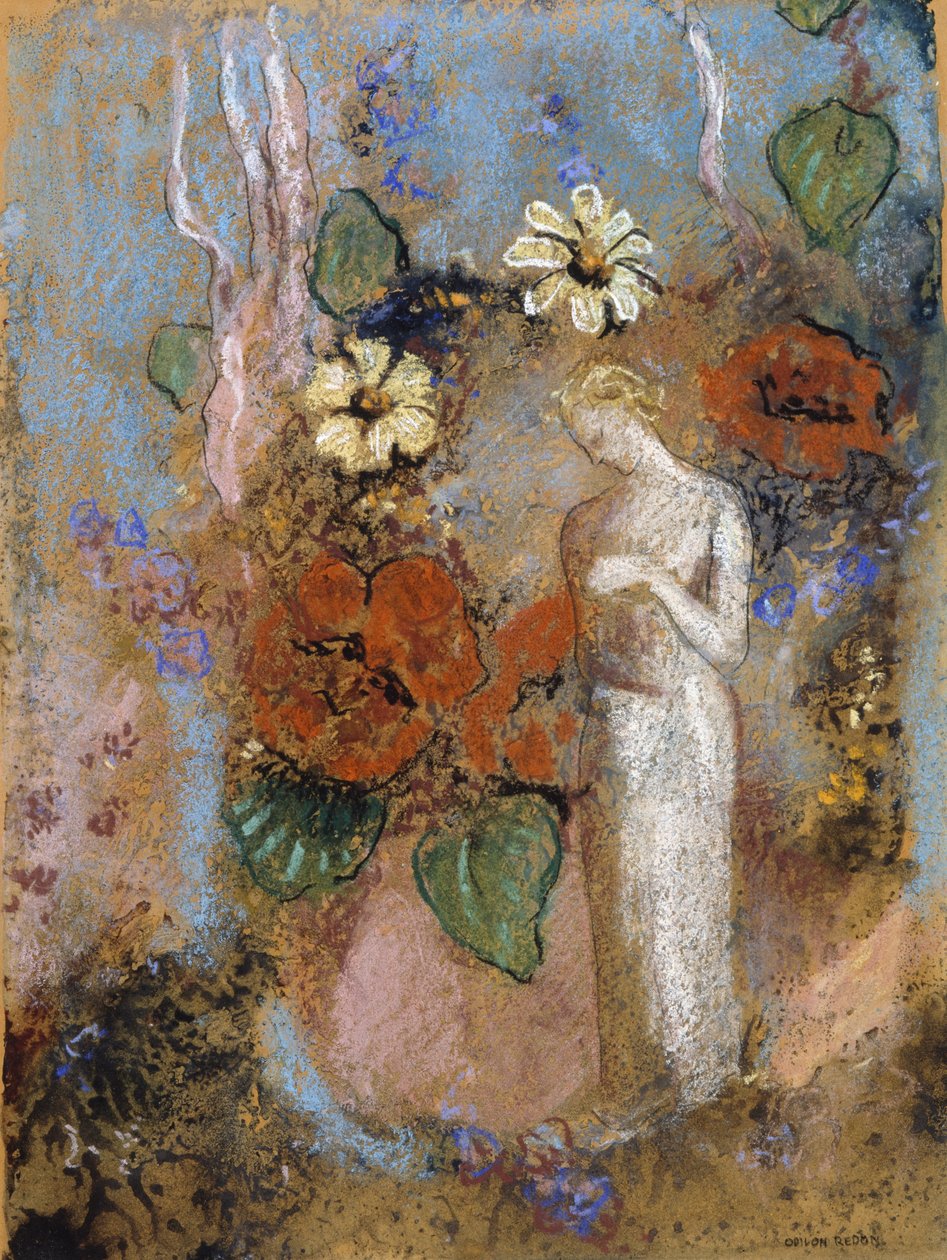 潘多拉，没有约会（船上的粉彩和木炭） 作者 奥迪隆·雷顿（Odilon Redon）