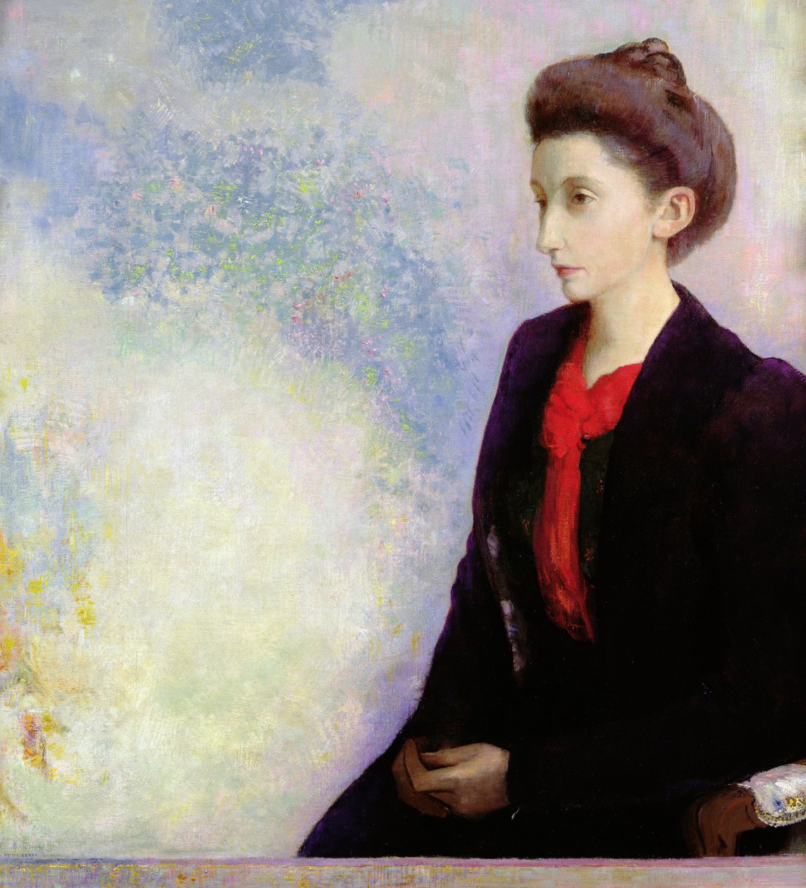 男爵夫人罗伯特德多梅的肖像，1900年 作者 奥迪隆·雷顿（Odilon Redon）