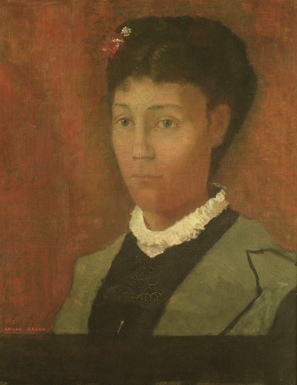 艺术家的妻子，Odilon Redon夫人（nee Camille Falte）（1853-1923），1882年的肖像 作者 奥迪隆·雷顿（Odilon Redon）