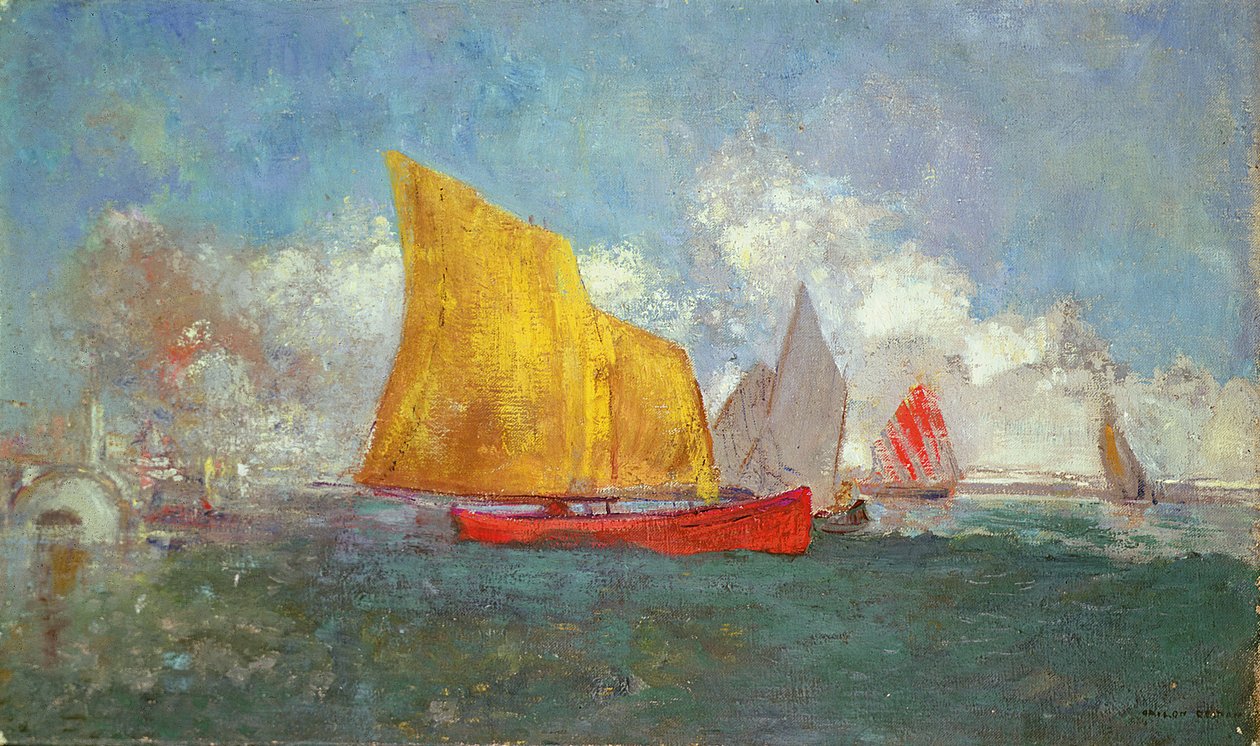 游艇在海湾 作者 奥迪隆·雷顿（Odilon Redon）
