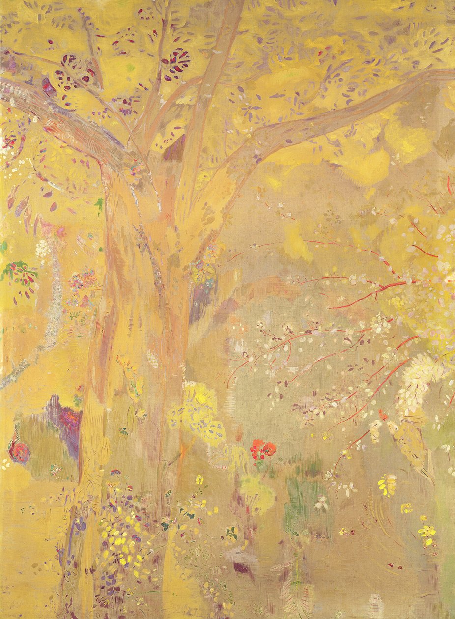 黄树（Domecy住宅的装饰面板），1900-01（油画，蛋彩画和粉彩画布） 作者 奥迪隆·雷顿（Odilon Redon）