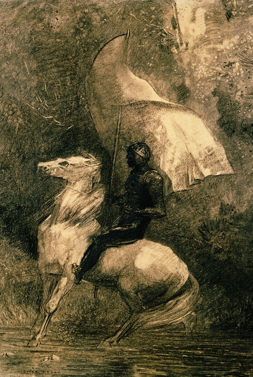 骑士，c.1885 作者 奥迪隆·雷顿（Odilon Redon）