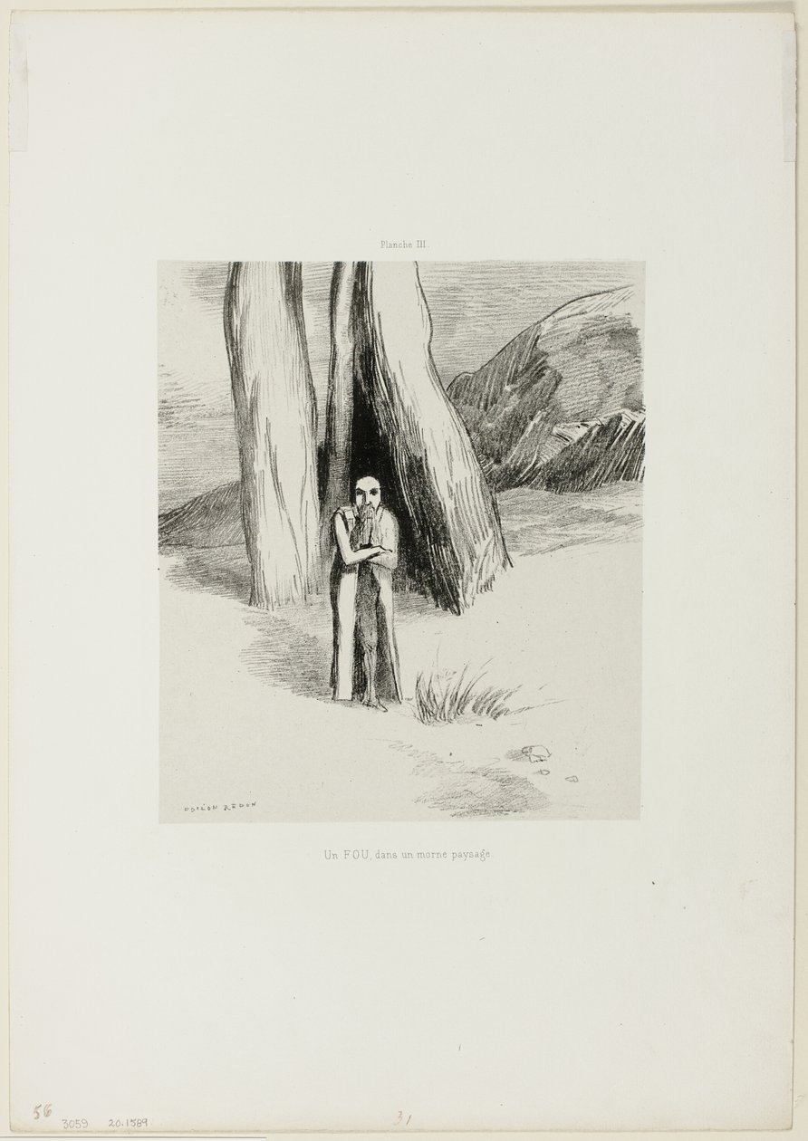 荒原上的疯子》，第 3 版，共 6 页 作者 奥迪隆·雷顿（Odilon Redon）