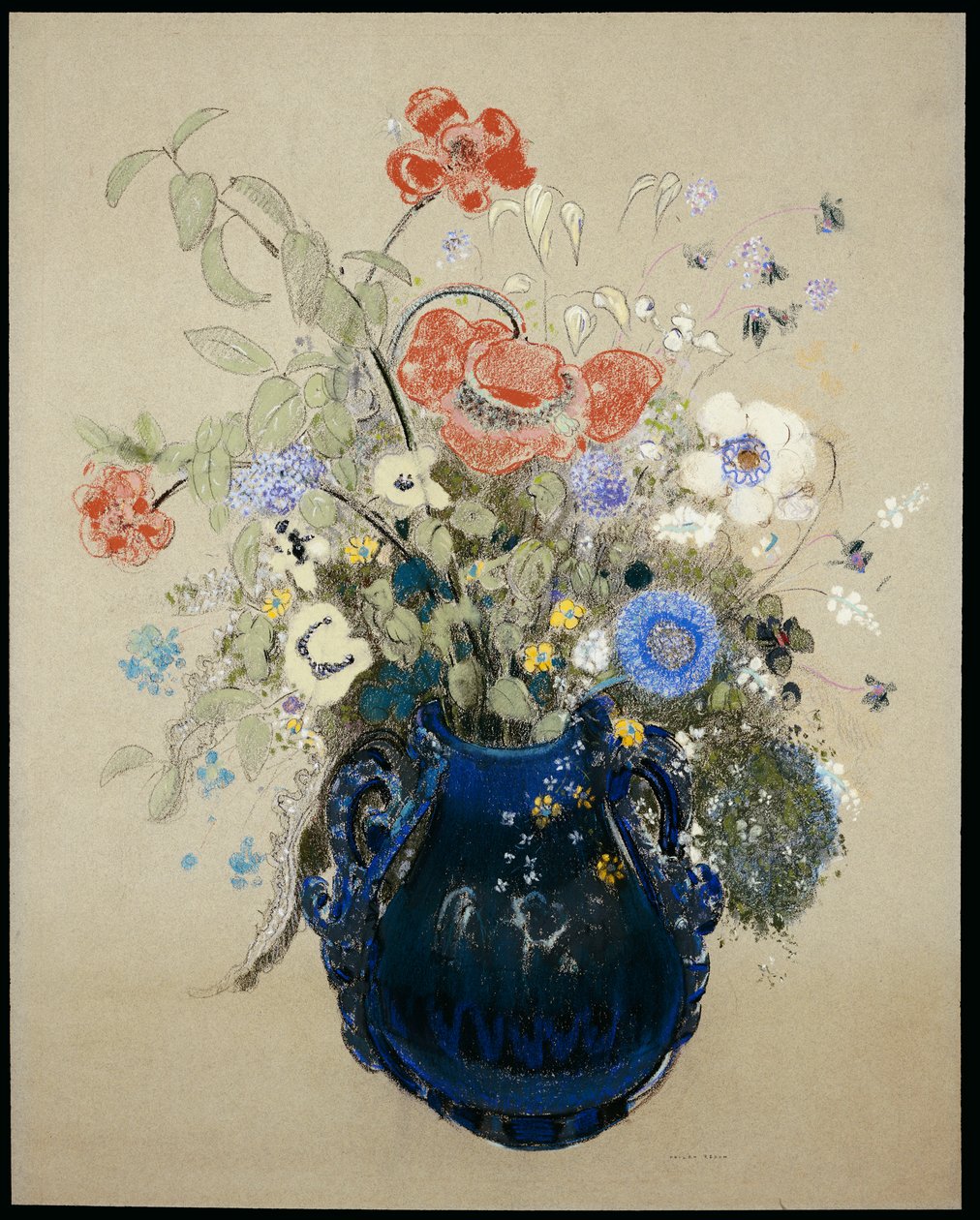 花瓶蓝色花，约1905-08 作者 奥迪隆·雷顿（Odilon Redon）