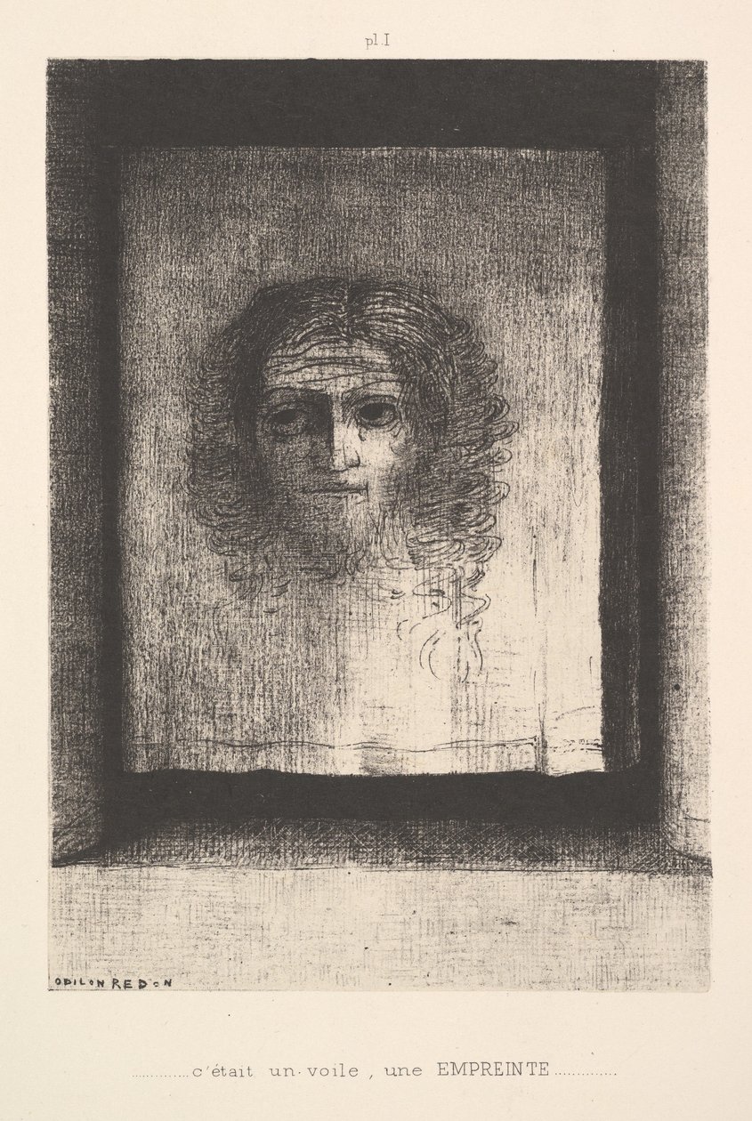 一张面纱，一个印刷品的形象，1891年。 作者 奥迪隆·雷顿（Odilon Redon）