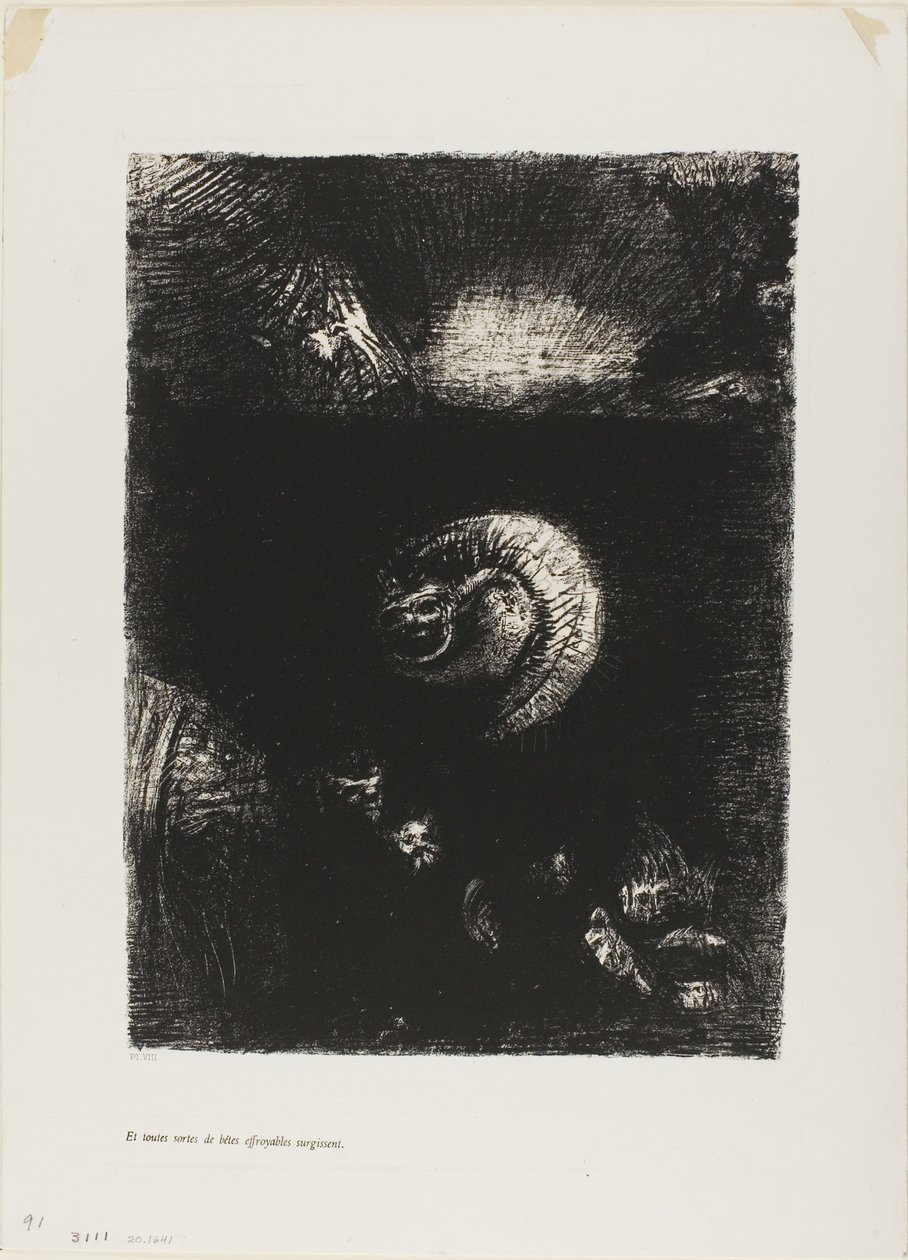 各种可怕的生物出现了，第 8 版，共 10 页 作者 奥迪隆·雷顿（Odilon Redon）