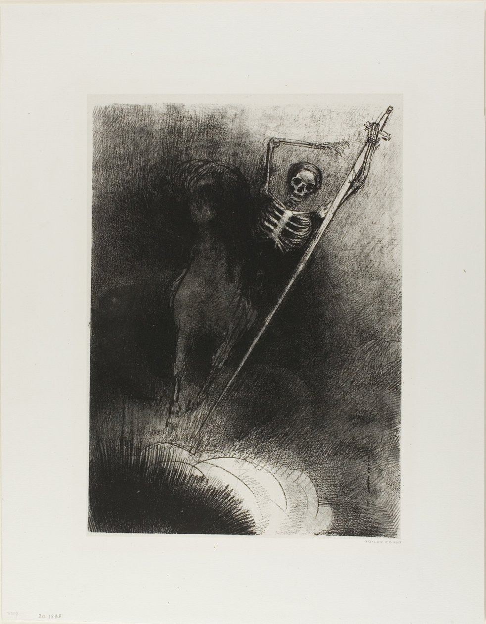 坐在他身上的人名叫死亡，第 3 版，共 12 页 作者 奥迪隆·雷顿（Odilon Redon）