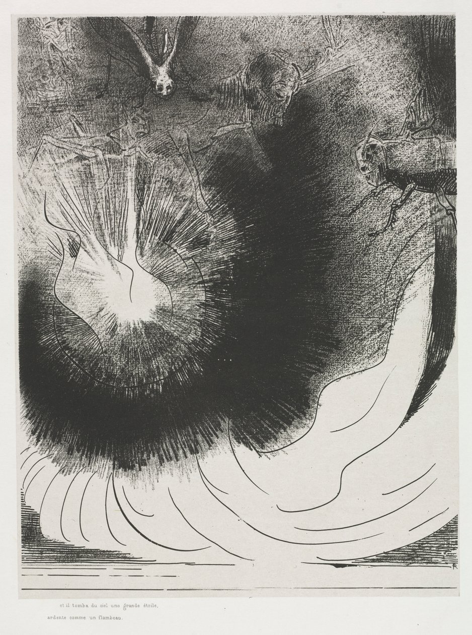 天上落下一颗大星，像灯一样燃烧着 作者 奥迪隆·雷顿（Odilon Redon）