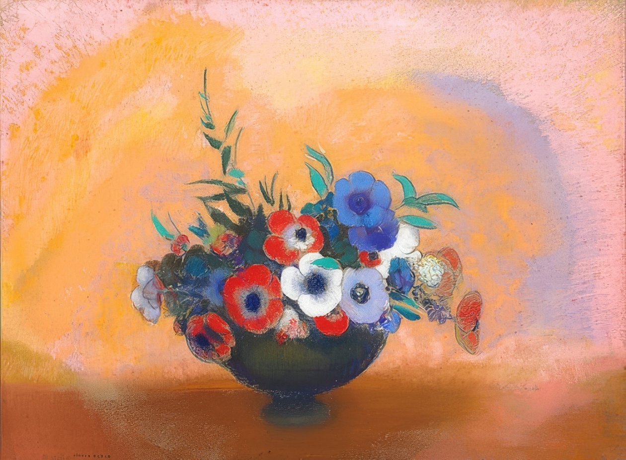 海葵（LesAnémones）。约于1912年 作者 奥迪隆·雷顿（Odilon Redon）