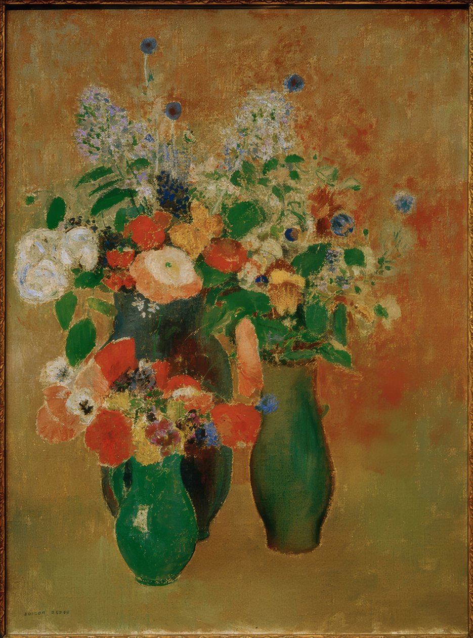 花束-花卉静物 作者 奥迪隆·雷顿（Odilon Redon）
