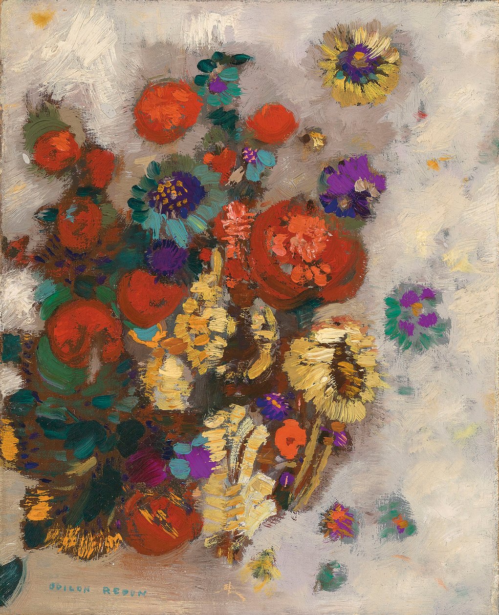 一束花。 作者 奥迪隆·雷顿（Odilon Redon）