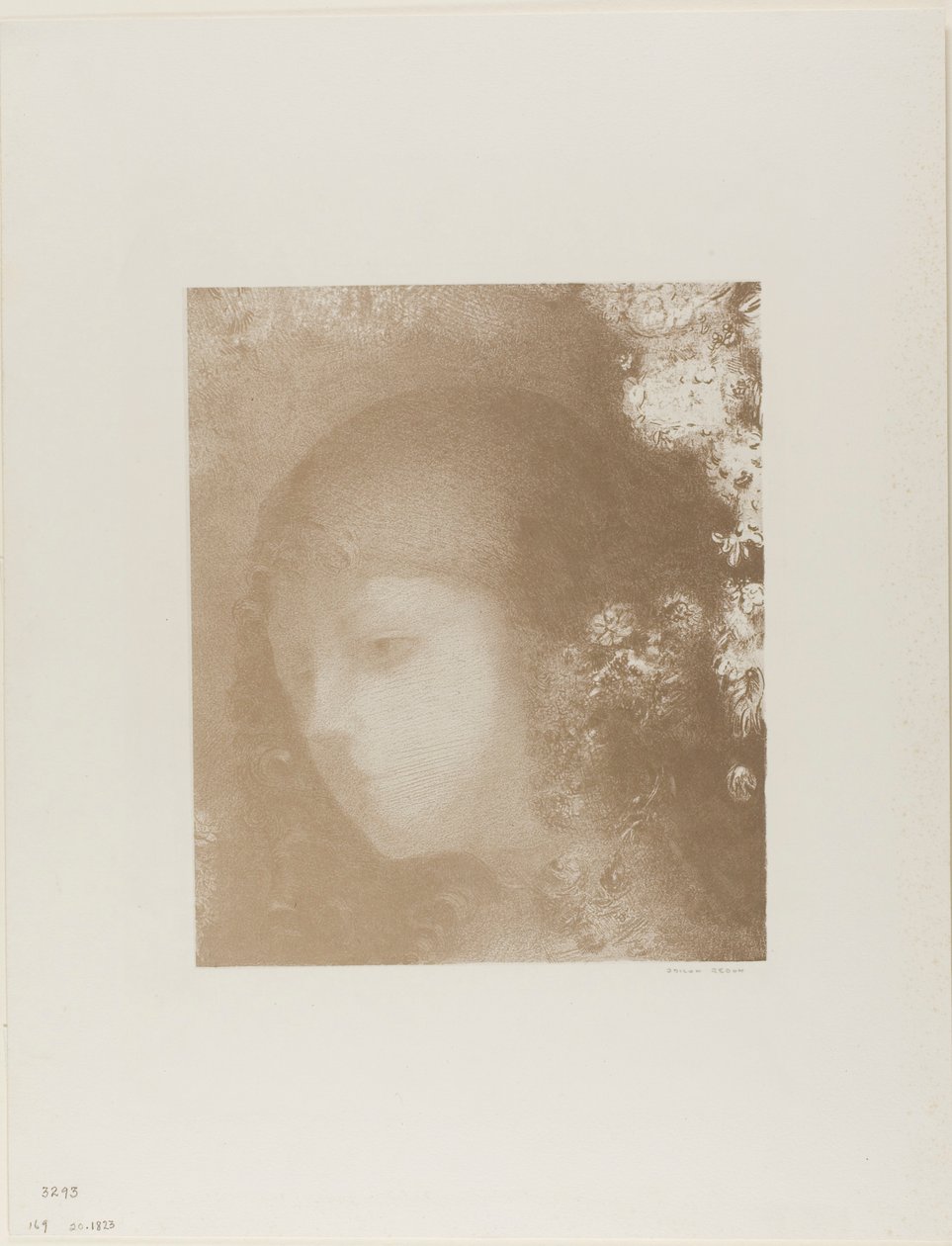 带花的儿童头像 作者 奥迪隆·雷顿（Odilon Redon）
