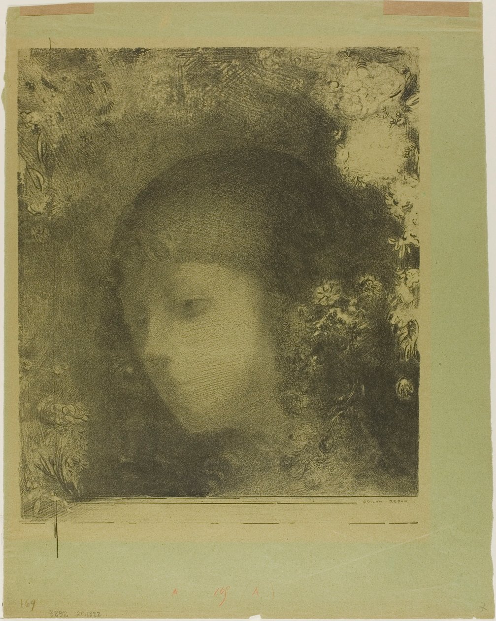带花的儿童头像 作者 奥迪隆·雷顿（Odilon Redon）