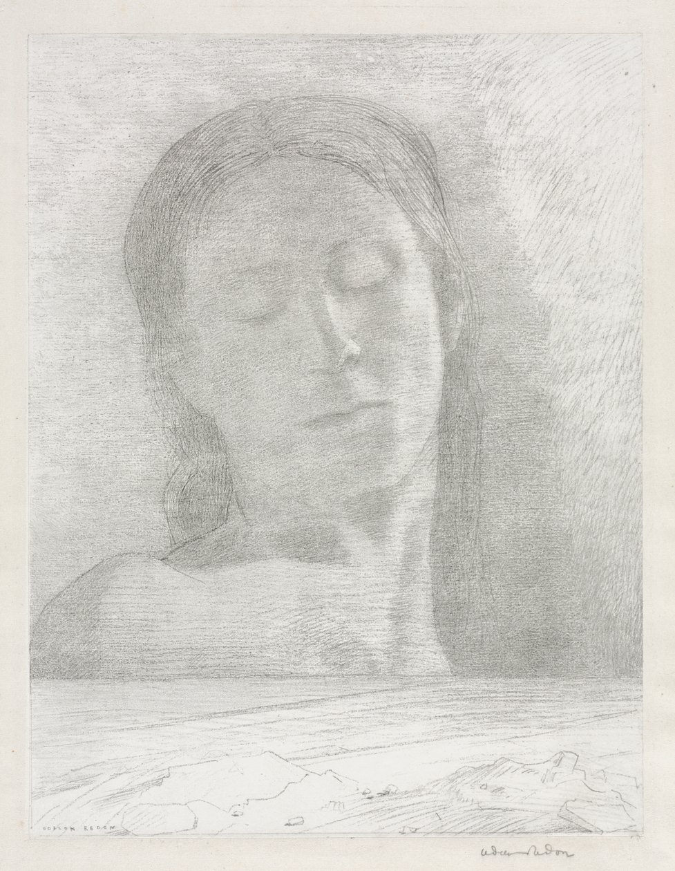 闭眼 作者 奥迪隆·雷顿（Odilon Redon）