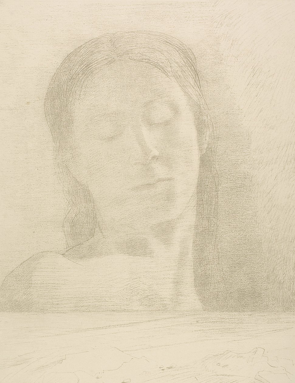 闭上眼睛 作者 奥迪隆·雷顿（Odilon Redon）