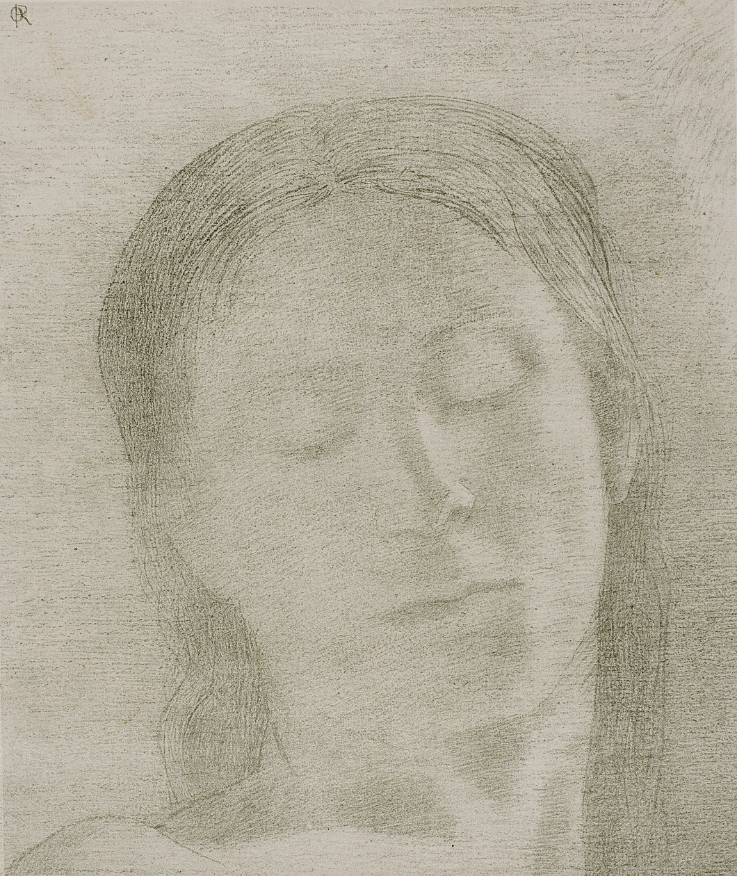 闭眼，1890年 作者 奥迪隆·雷顿（Odilon Redon）