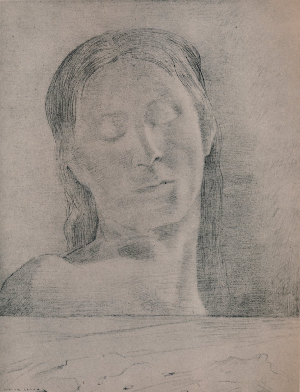 闭眼，约1890年，1946年 作者 奥迪隆·雷顿（Odilon Redon）