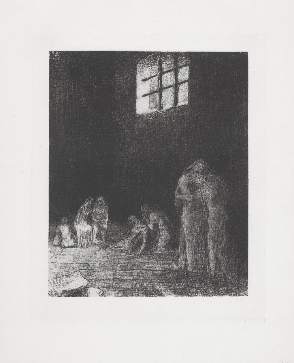 在人们哭泣和祈祷的阴影中... 作者 奥迪隆·雷顿（Odilon Redon）