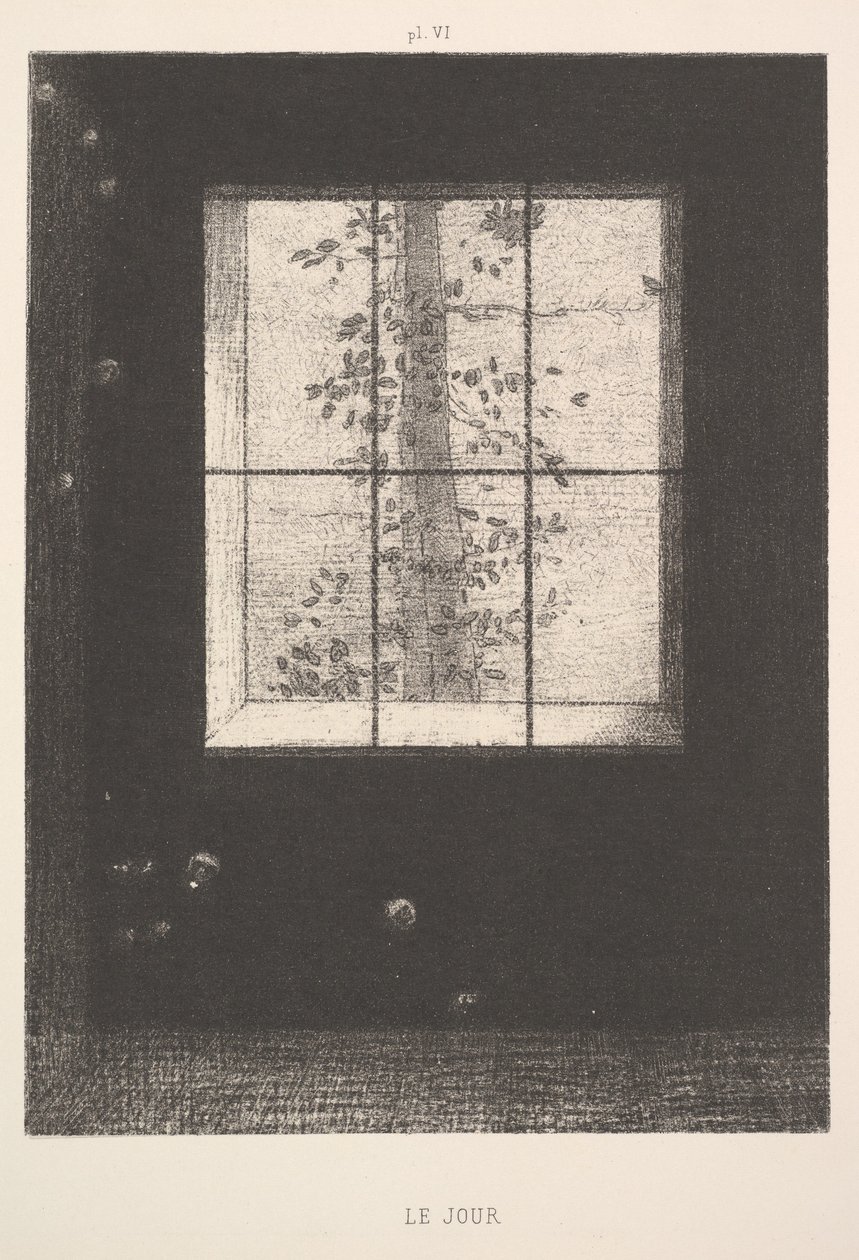 Day Le Jour》，来自《梦想之歌》系列，图版六，1891年。 作者 奥迪隆·雷顿（Odilon Redon）