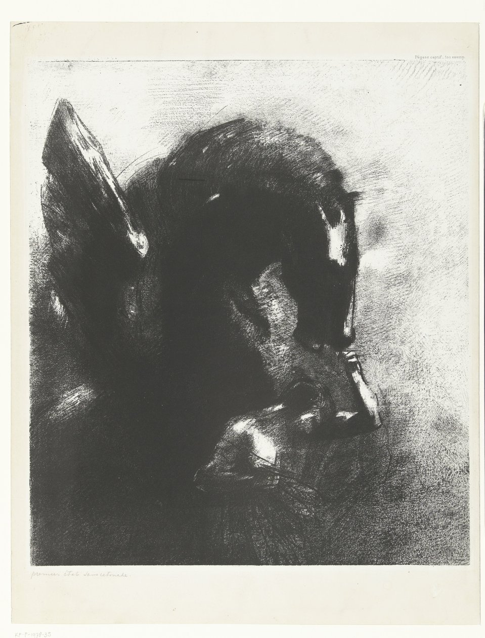 被俘的飞马
Pégase captif（物体上的标题） 作者 奥迪隆·雷顿（Odilon Redon）