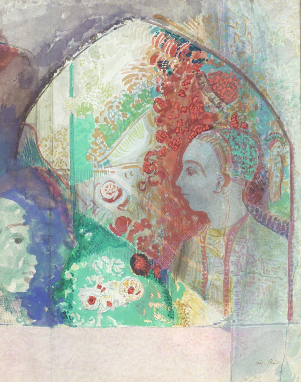 梦想（纸上水彩和水粉画） 作者 奥迪隆·雷顿（Odilon Redon）