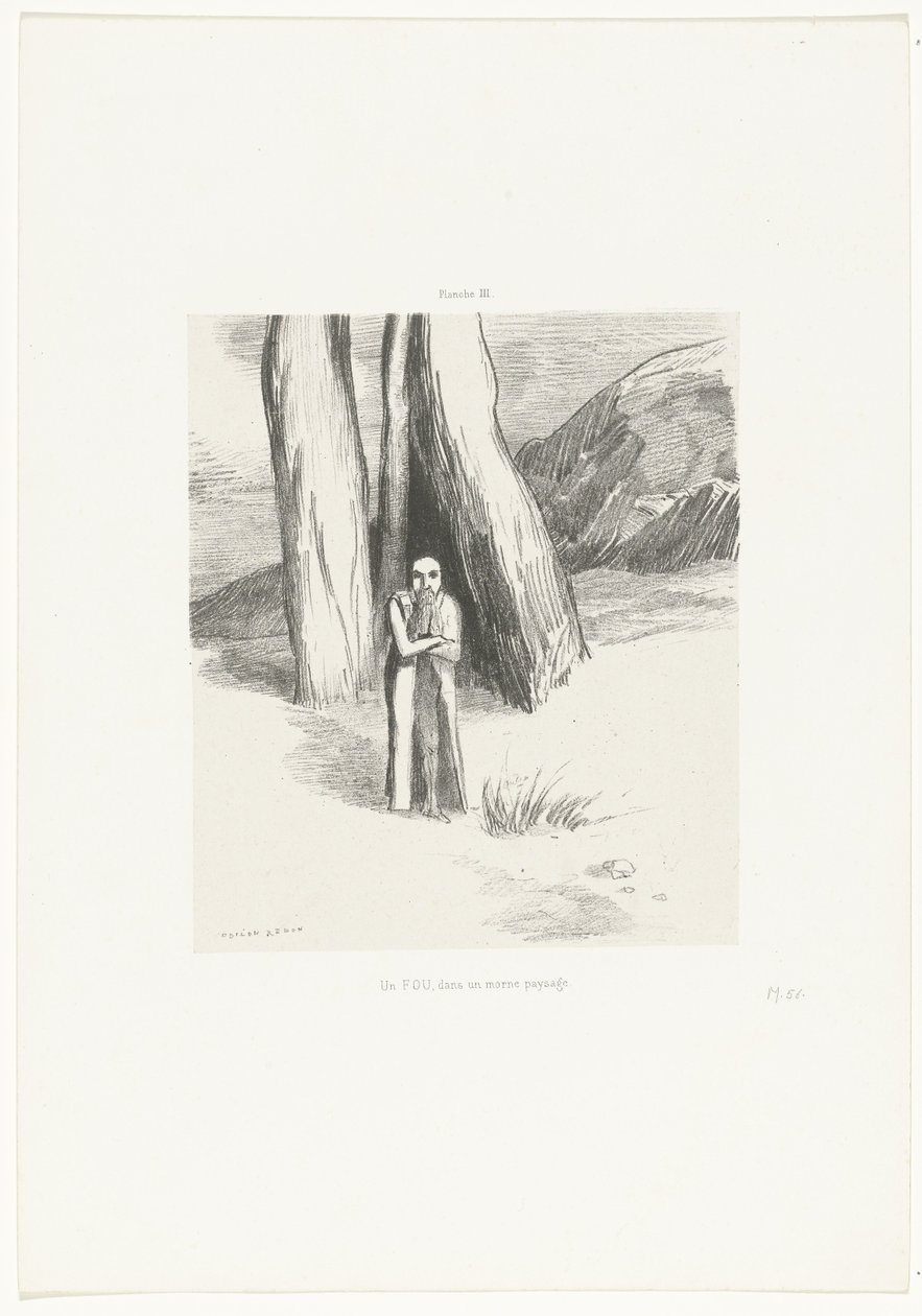 阴暗风景中的疯子 Un FOU, dans un morne paysage（物体上的标题） 作者 奥迪隆·雷顿（Odilon Redon）