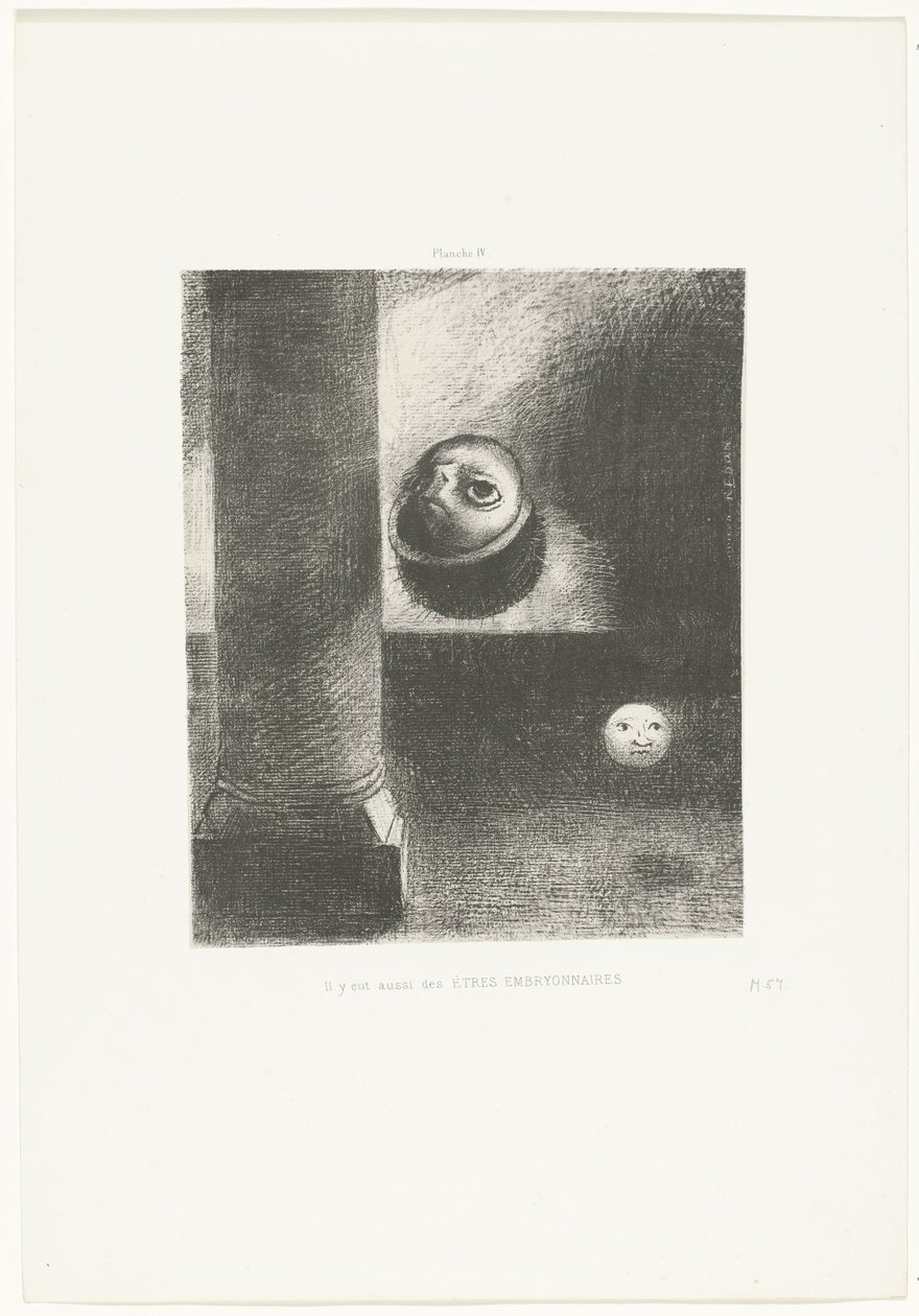 胚胎胚胎 还有胚胎生物（物体上的标题） 作者 奥迪隆·雷顿（Odilon Redon）