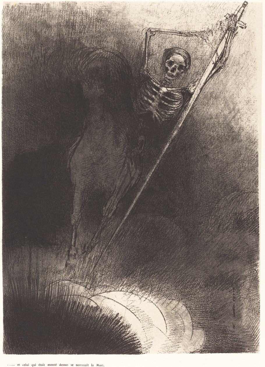 Et celui qui était monté dessus se nommait la Mort (坐在他身上的名字是死亡) 作者 奥迪隆·雷顿（Odilon Redon）