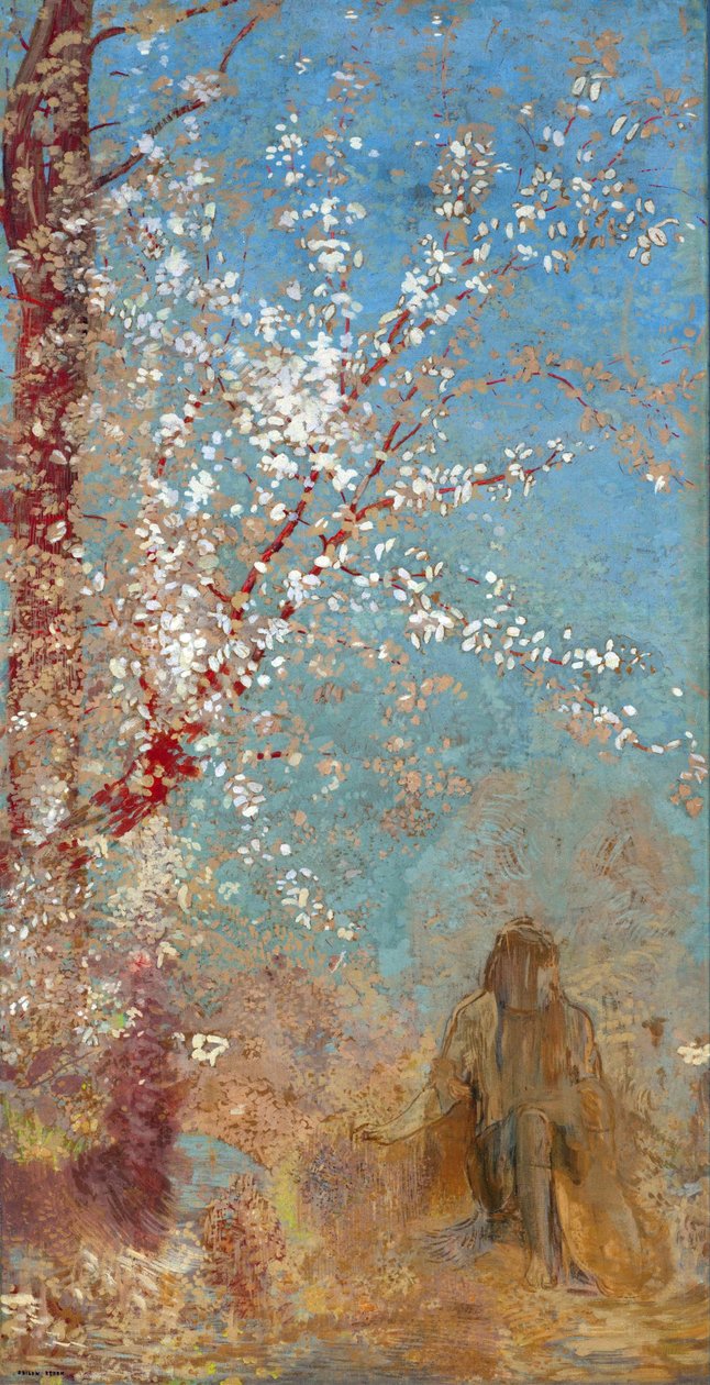 一棵开花的树下的图-一棵开花的树下的图-Odilon Redon绘画 作者 奥迪隆·雷顿（Odilon Redon）