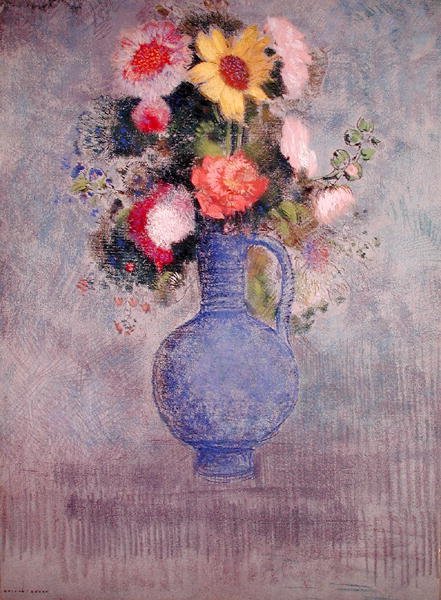 花（纸上粉笔画） 作者 奥迪隆·雷顿（Odilon Redon）