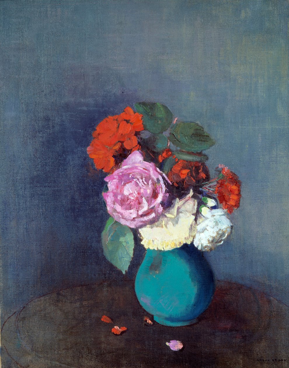 鲜花 康乃馨花束。 Odilon Redon (1840-1916) 1900 年作画。 0,46x0,38 m 里昂，Musee des Beaux Arts - 鲜花 - 康乃馨花束。 奥迪隆·雷东 (Odilon Redon) 的绘画 (1840-1916) 作者 奥迪隆·雷顿（Odilon Redon）