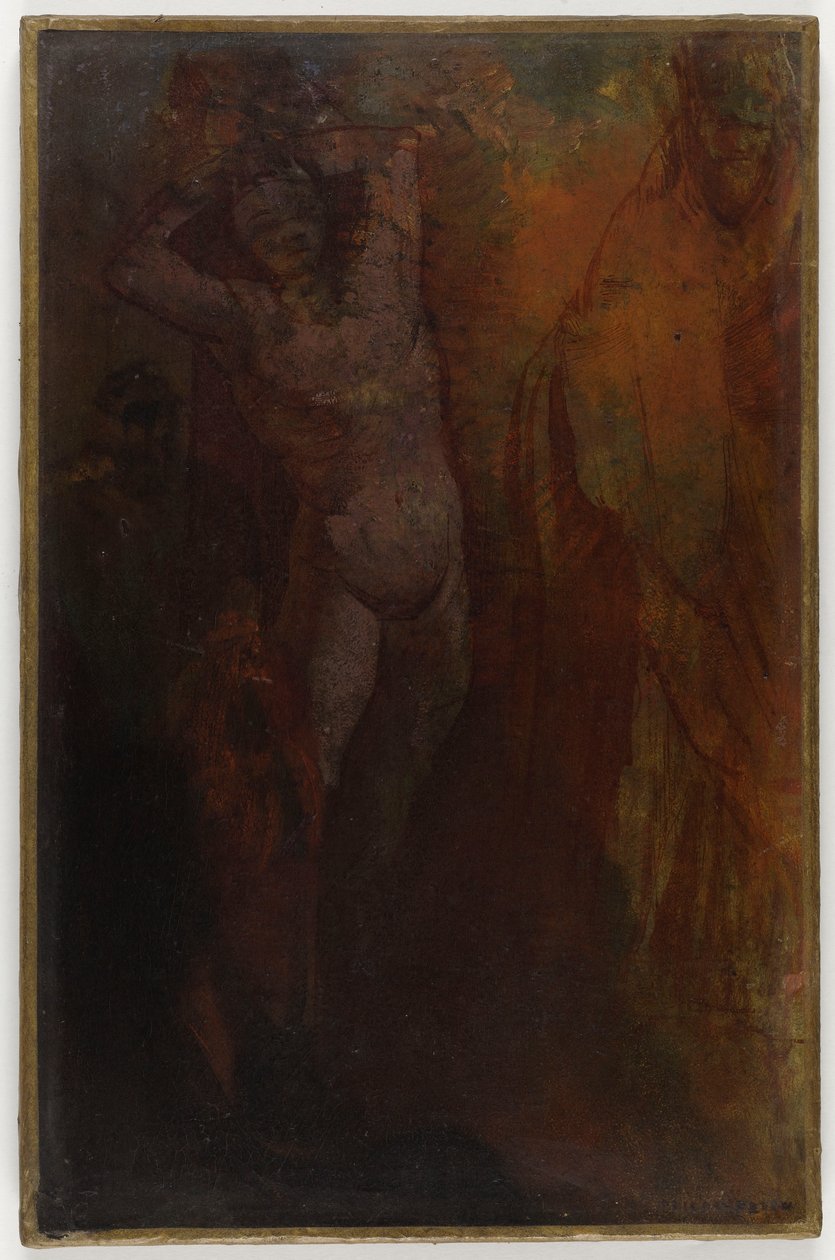 法语: Composition à trois personnages (Flagellation) 作者 奥迪隆·雷顿（Odilon Redon）